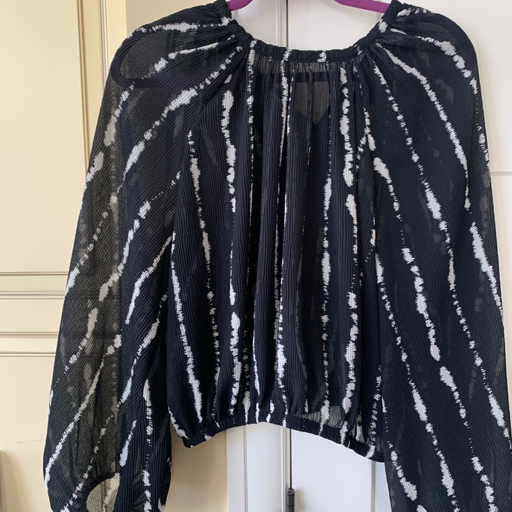 H&M sheer black/white blouse.
